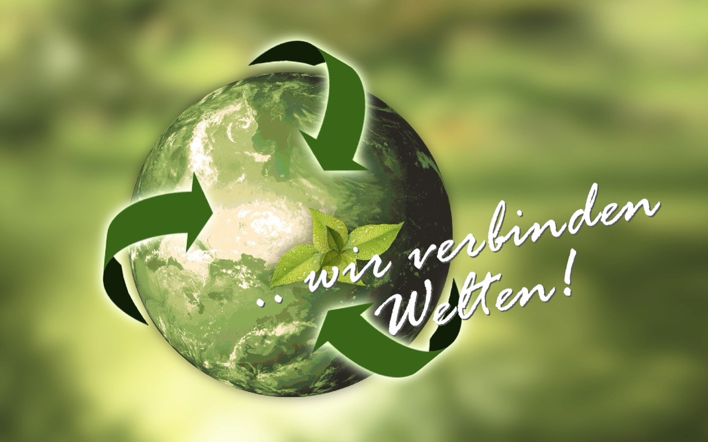 Green globe with recycling arrows — connecting worlds